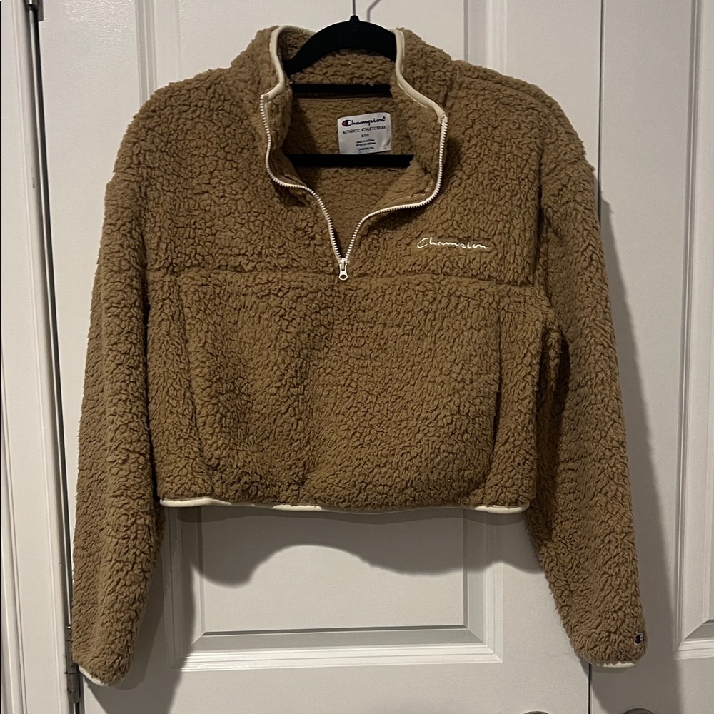 Champion Tan Sherpa Half-Zip Pullover